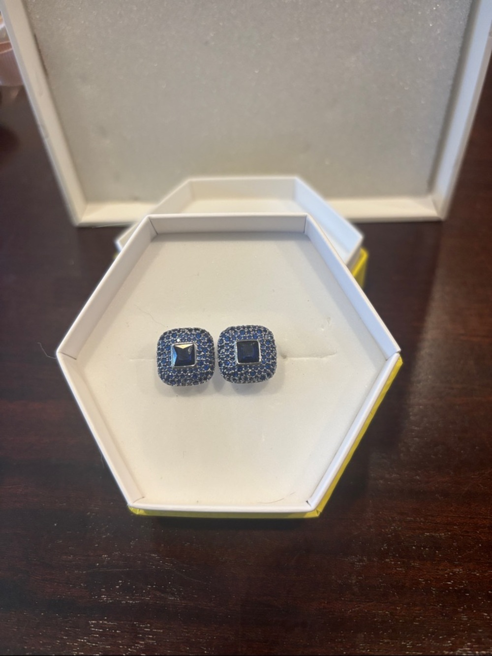 September 25: Sapphire Square Pavé Stud Earrings